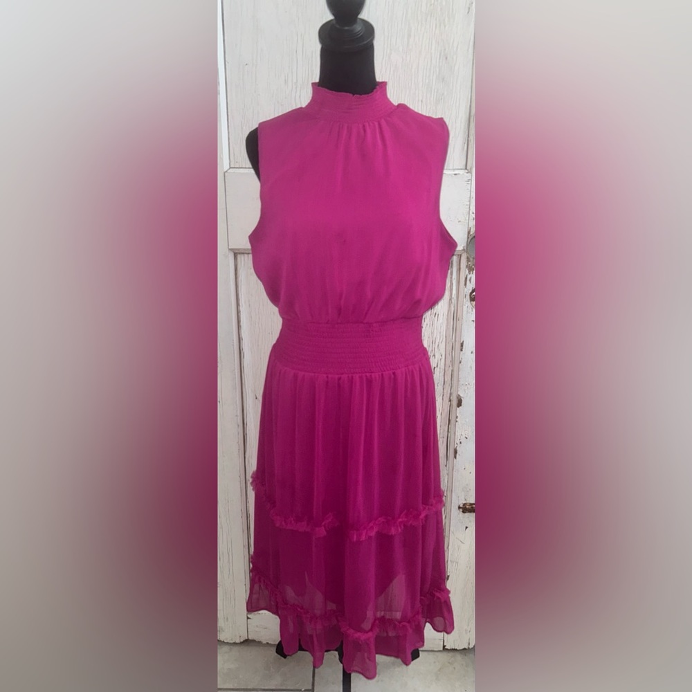 🌸Hot Pink Tiered Smock Ruffled Dress-XL🌸🌸